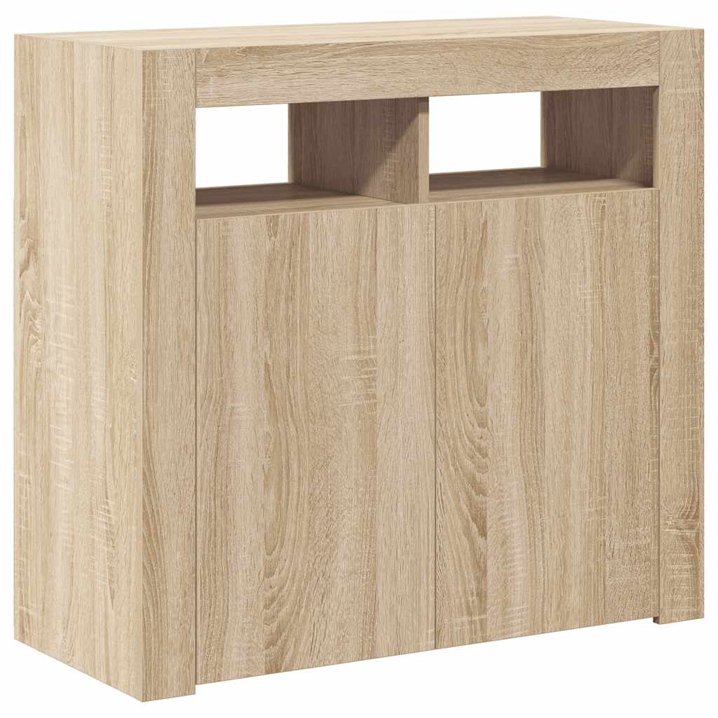 Credenza con Luci LED Rovere Sonoma 80x35x75 cm 804331