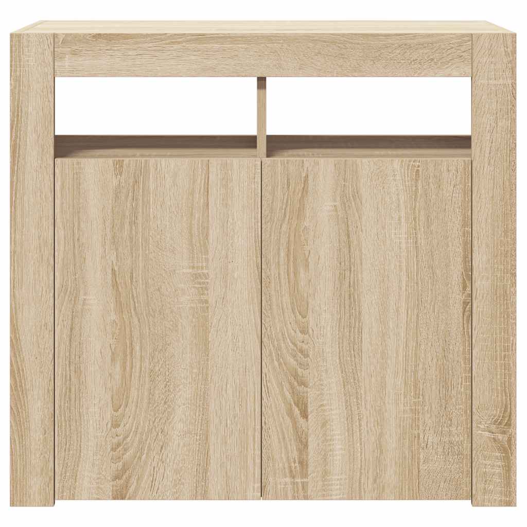 Credenza con Luci -Buffet-Armadio da cucina Rovere Sonoma 80x35x75 cm