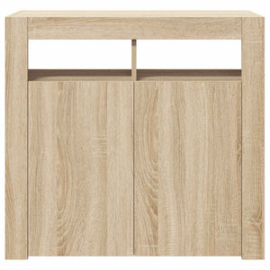 Credenza con Luci -Buffet-Armadio da cucina Rovere Sonoma 80x35x75 cm