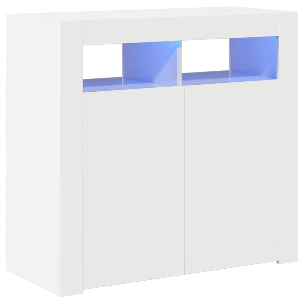 Credenza con Luci a -Buffet-Armadio da cucina Bianco Lucido 80x35x75 cm