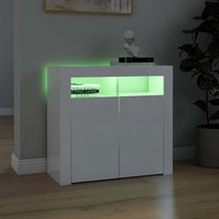 Credenza con Luci a LED Bianco Lucido 80x35x75 cm 804334