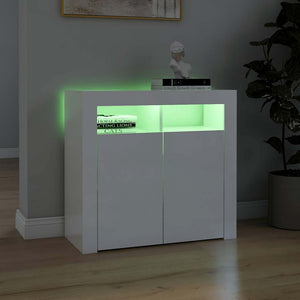 Credenza con Luci a LED Bianco Lucido 80x35x75 cm 804334