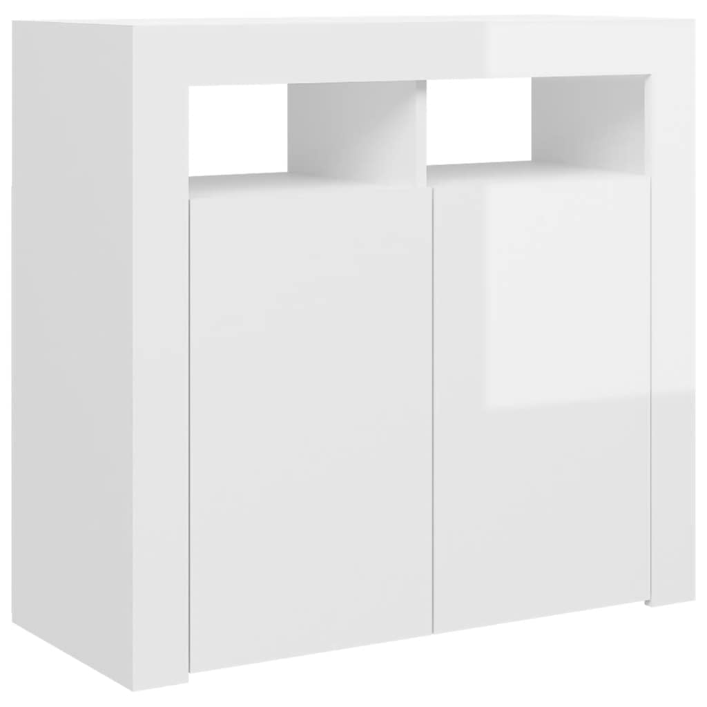 Credenza con Luci a LED Bianco Lucido 80x35x75 cm 804334