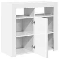 Credenza con Luci a LED Bianco Lucido 80x35x75 cm 804334
