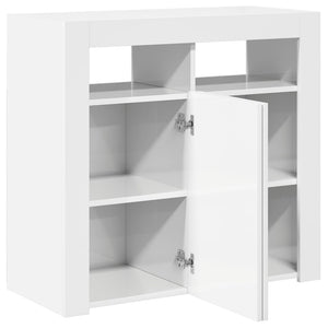 Credenza con Luci a LED Bianco Lucido 80x35x75 cm 804334