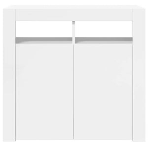 Credenza con Luci a LED Bianco Lucido 80x35x75 cm 804334