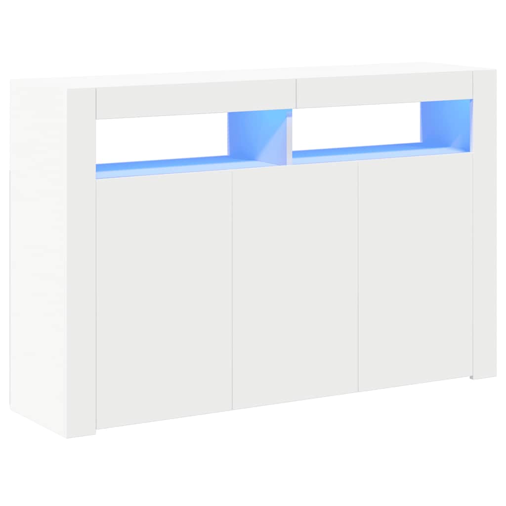 Credenza con Luci LED Bianca 115,5x30x75 cm 804337