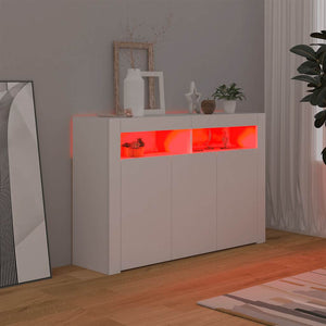 Credenza con Luci LED Bianca 115,5x30x75 cm 804337