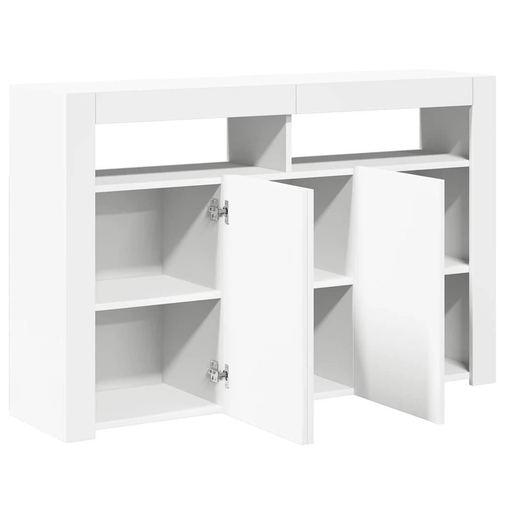 Credenza con Luci LED Bianca 115,5x30x75 cm 804337