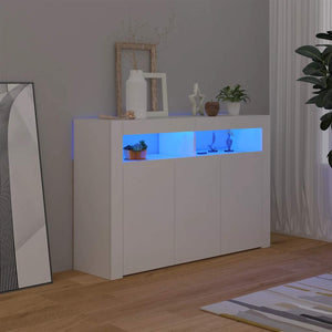 Credenza con Luci LED Bianca 115,5x30x75 cm 804337