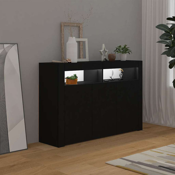 Credenza con Luci LED Nera 115,5x30x75 cm 804338