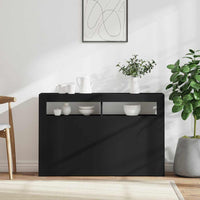 Credenza con Luci LED Nera 115,5x30x75 cm 804338