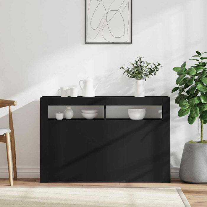 Credenza con Luci LED Nera 115,5x30x75 cm 804338