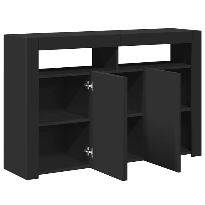 Credenza con Luci LED Nera 115,5x30x75 cm 804338