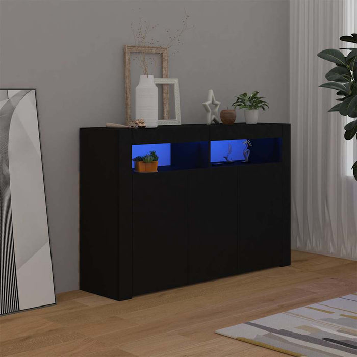 Credenza con Luci LED Nera 115,5x30x75 cm 804338