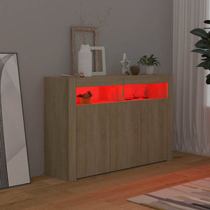 Credenza con Luci LED Rovere Sonoma 115,5x30x75 cm