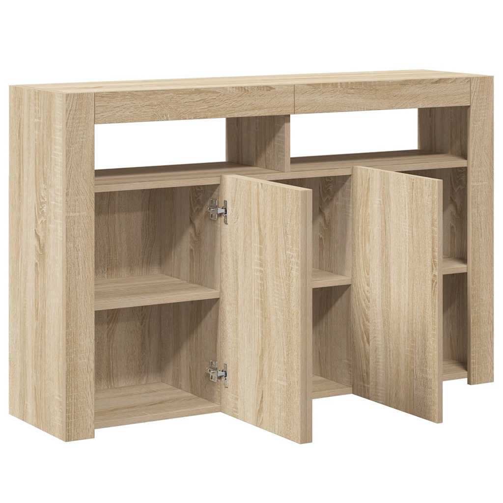 Credenza con Luci LED Rovere Sonoma 115,5x30x75 cm