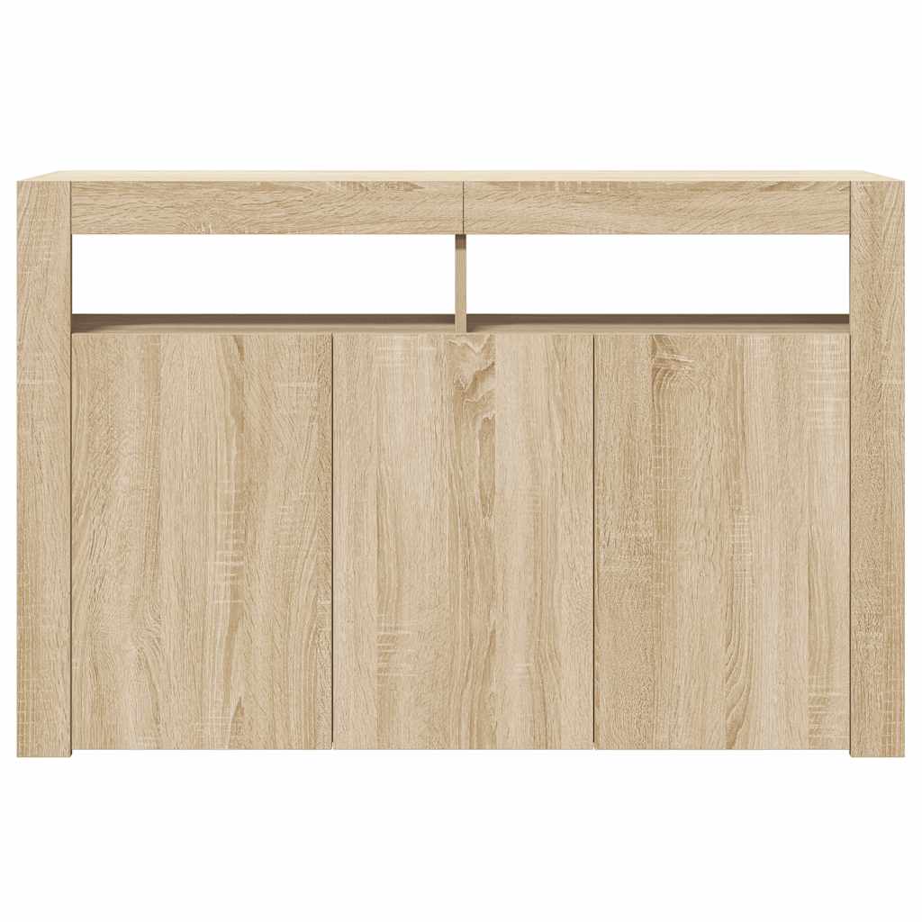 Credenza con Luci LED Rovere Sonoma 115,5x30x75 cm