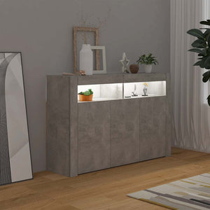 Credenza con Luci LED Grigio Cemento 115,5x30x75 cm 804341