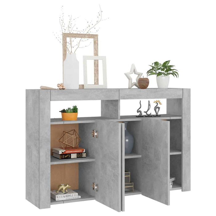 Credenza con Luci LED Grigio Cemento 115,5x30x75 cm 804341