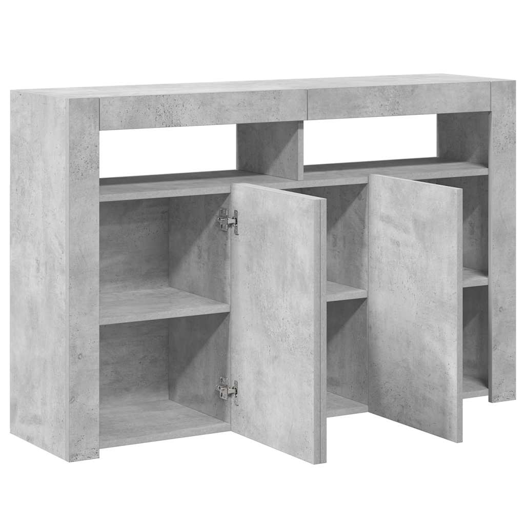 Credenza con Luci LED Grigio Cemento 115,5x30x75 cm 804341