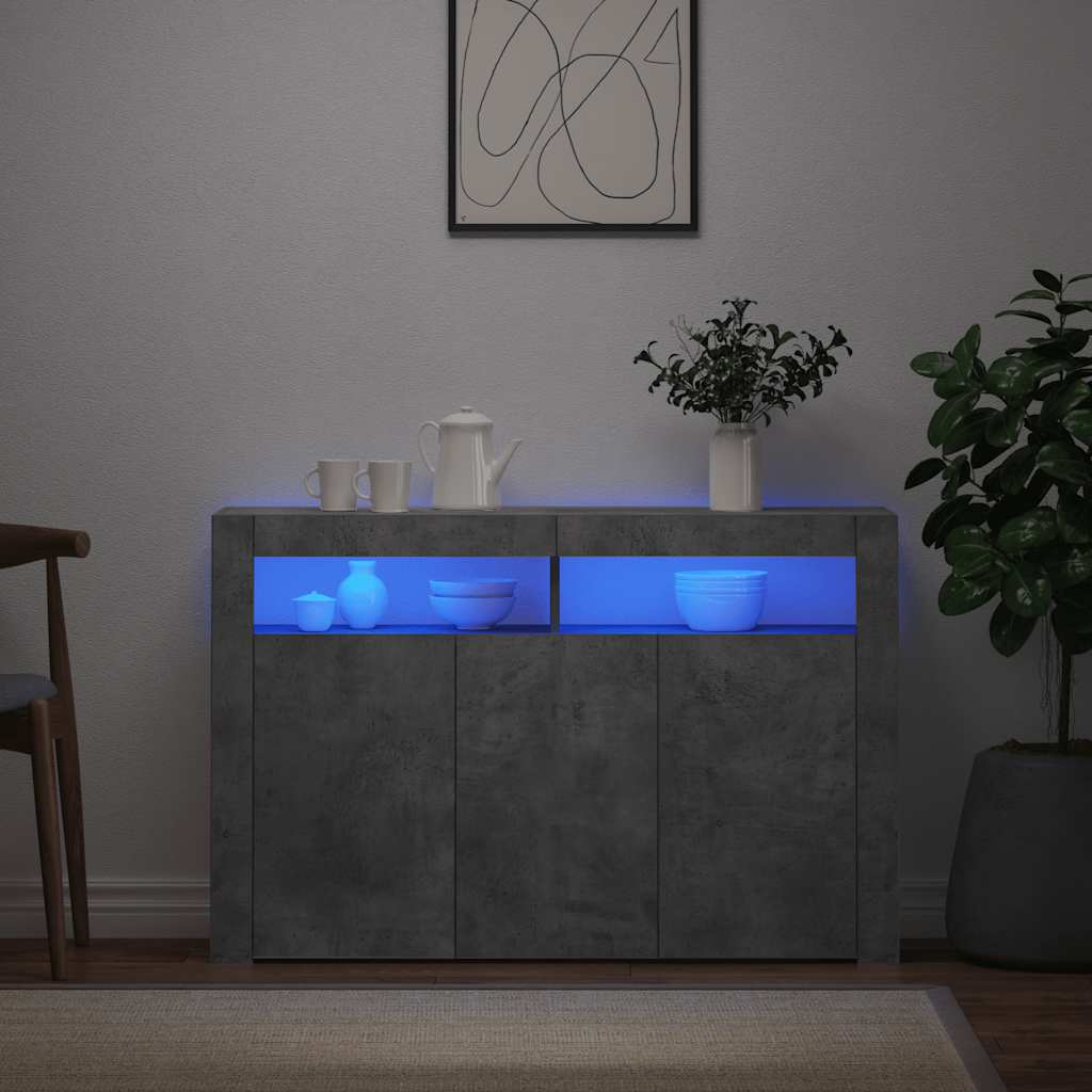 Credenza con Luci LED Grigio Cemento 115,5x30x75 cm cod mxl 13611