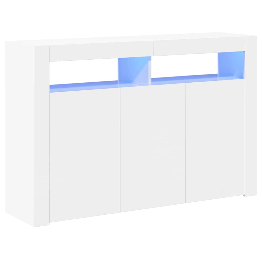Credenza con Luci LED Bianco Lucido 115,5x30x75 cm 804343