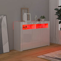 Credenza con Luci LED Bianco Lucido 115,5x30x75 cm 804343