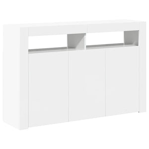 Credenza con Luci LED Bianco Lucido 115,5x30x75 cm 804343