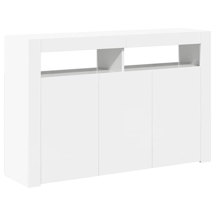 Credenza con Luci LED Bianco Lucido 115,5x30x75 cm 804343