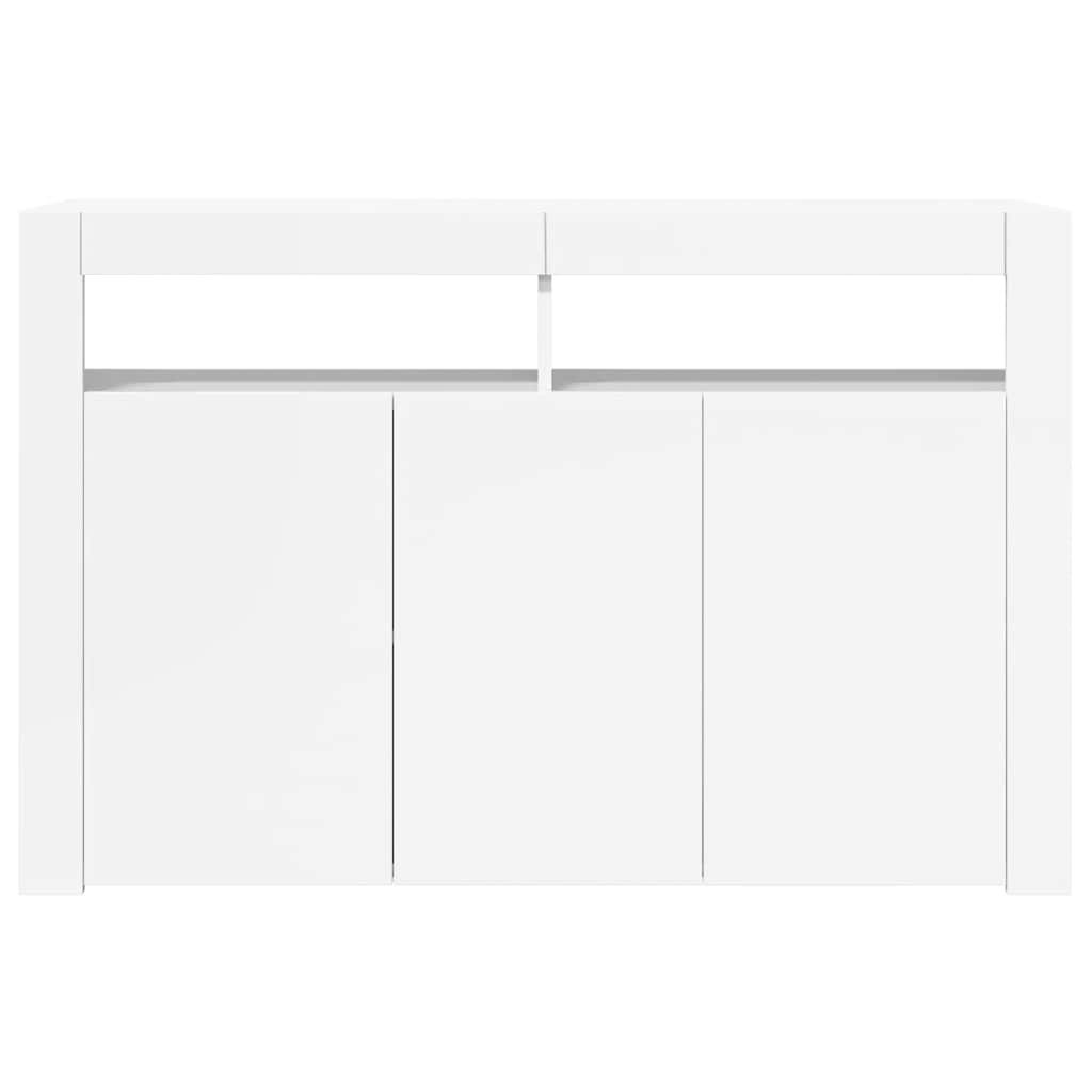 Credenza con Luci LED Bianco Lucido 115,5x30x75 cm 804343