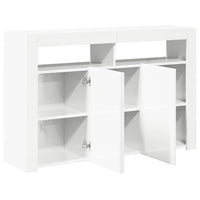 Credenza con Luci LED Bianco Lucido 115,5x30x75 cm 804343