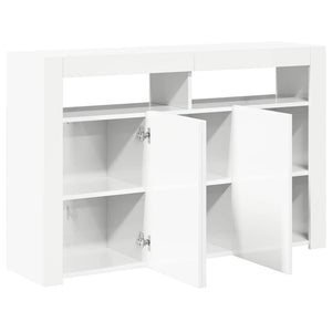 Credenza con Luci LED Bianco Lucido 115,5x30x75 cm 804343
