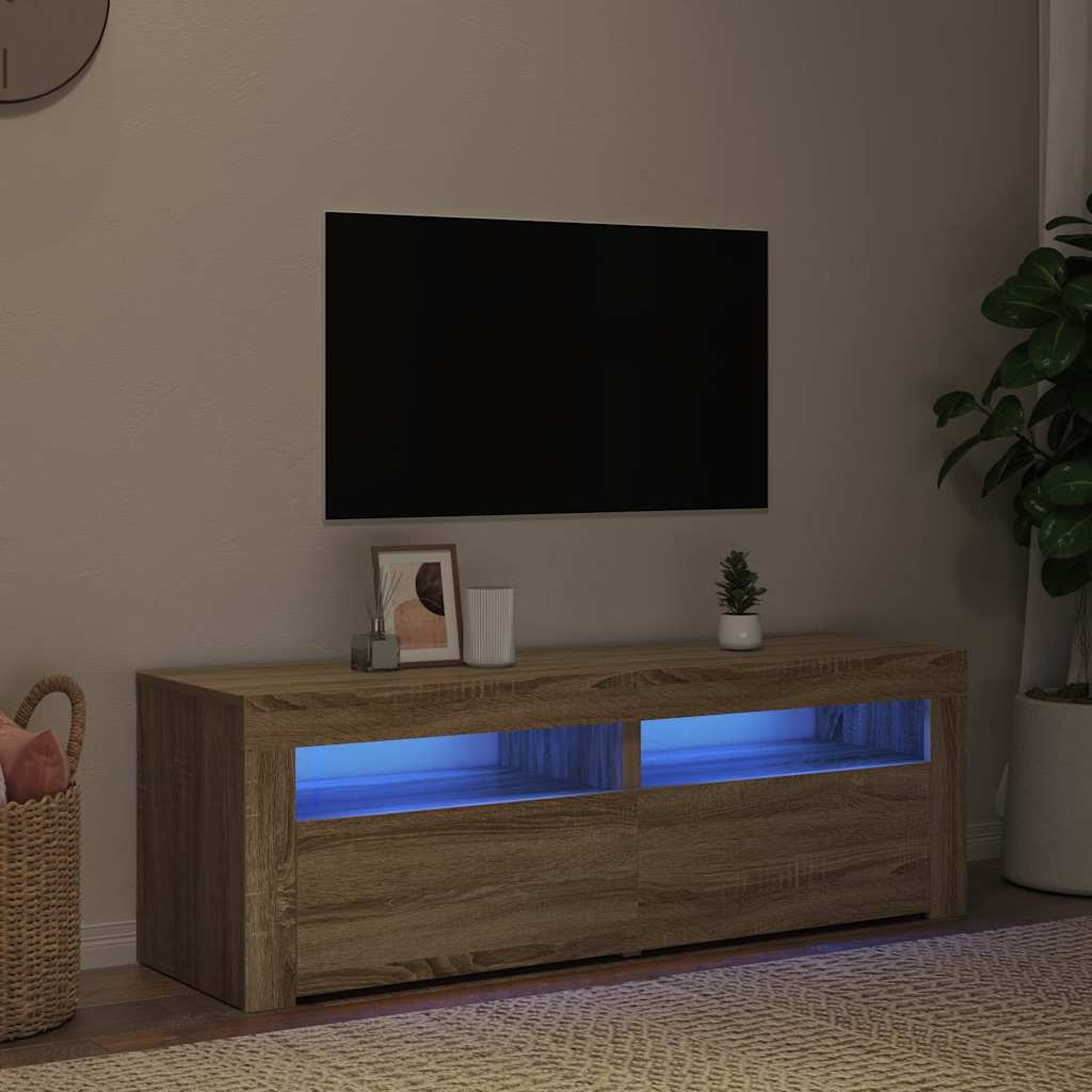 Mobile Porta TV con Luci LED Rovere Sonoma 120x35x40 cm 804358