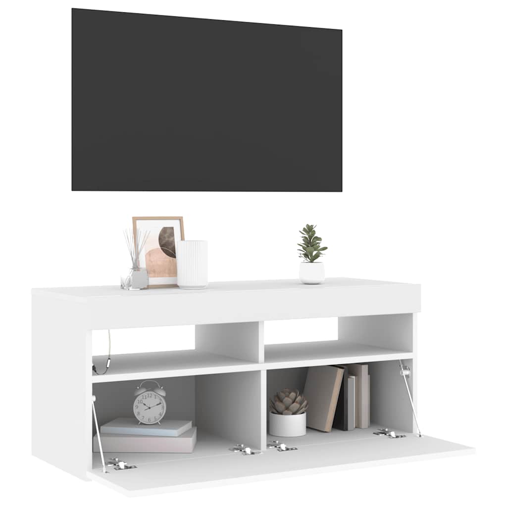 Mobile Porta TV con Luci LED Bianco 90x35x40 cm 804382