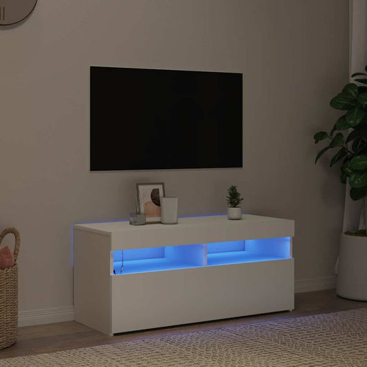 Mobile Porta TV con Luci LED Bianco 90x35x40 cm 804382