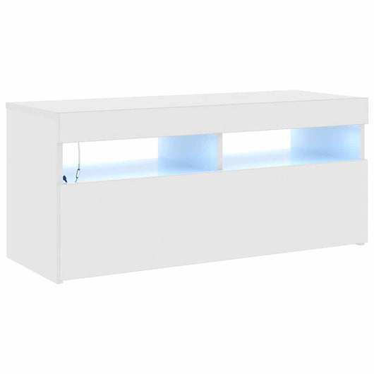 Mobile Porta TV con Luci LED Bianco Lucido 90x35x40 cm 804388