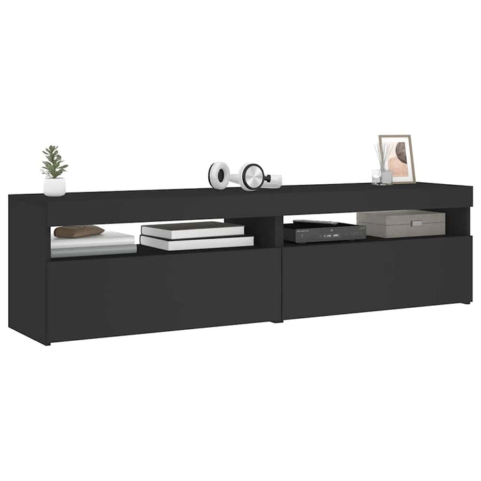 Mobili Porta TV con Luci LED 2 pz Nero 75x35x40 cm 804394