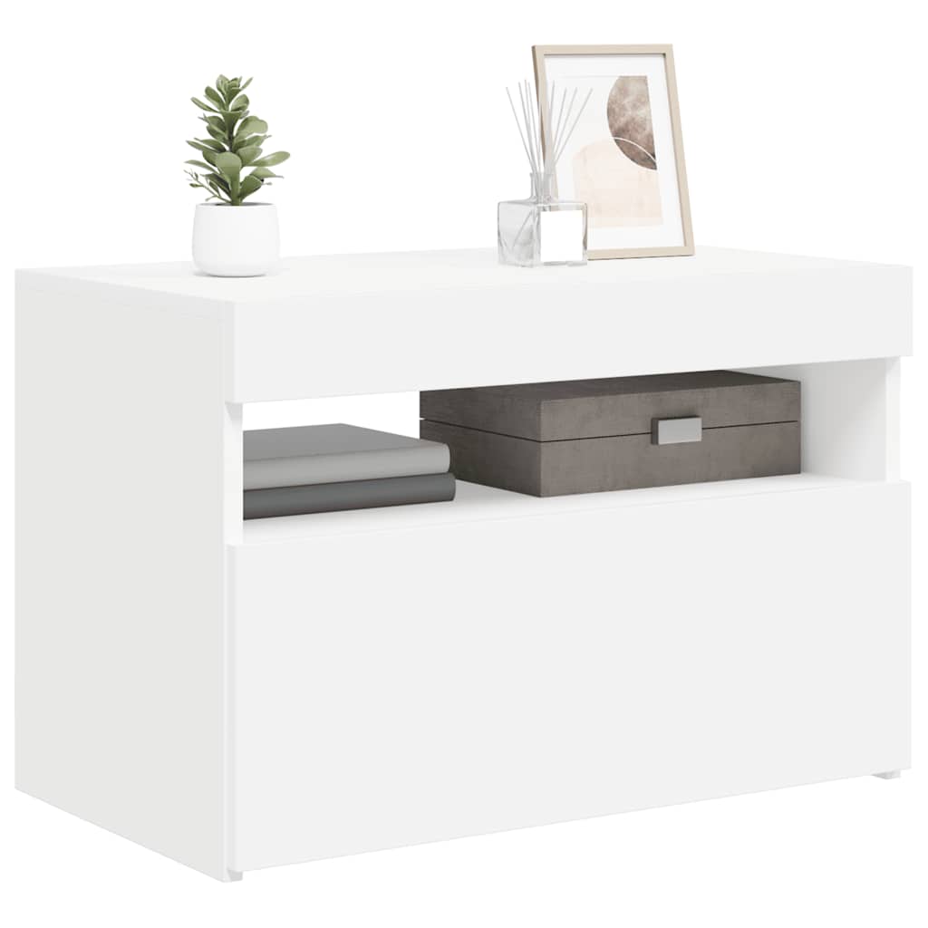 Mobile Porta TV con Luci LED Bianco 60x35x40 cm