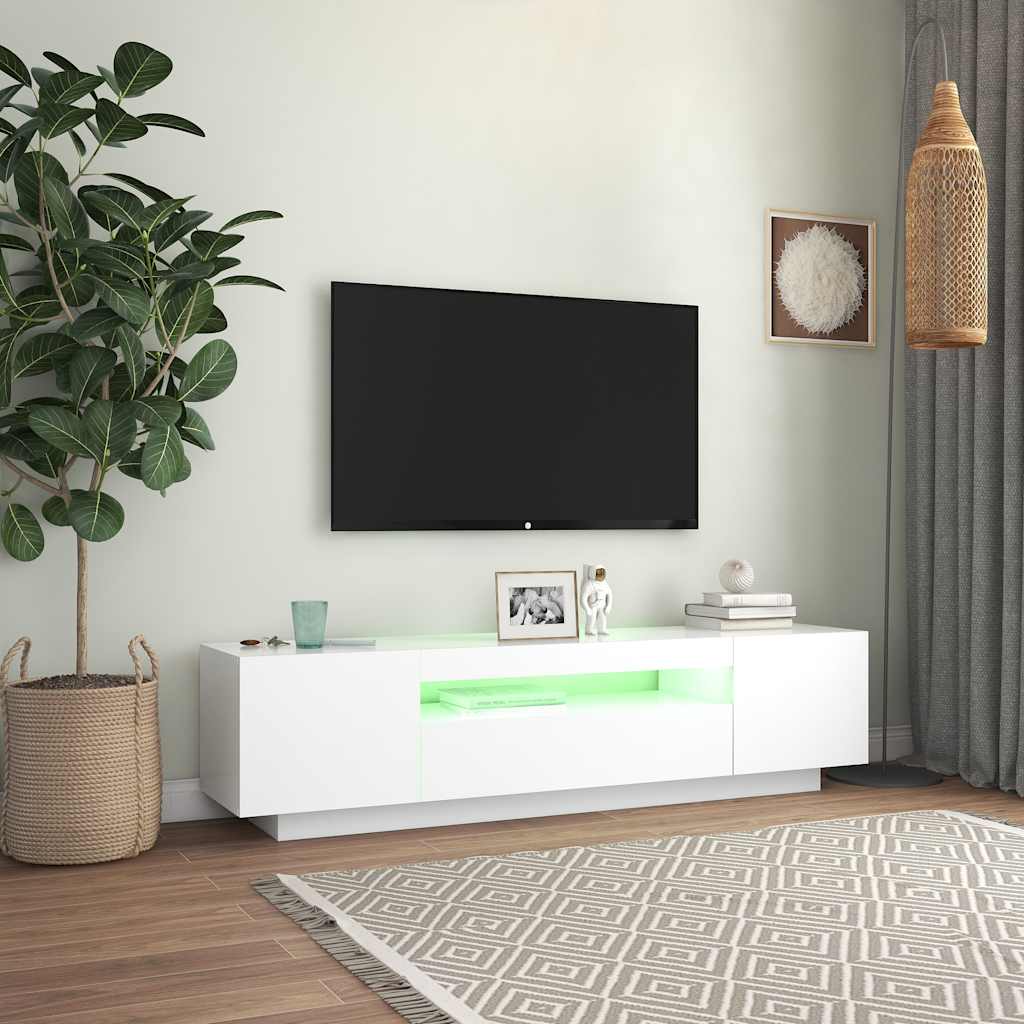 Mobile Porta TV con Luci LED-Credenza TV Bianco 160x35x40 cm