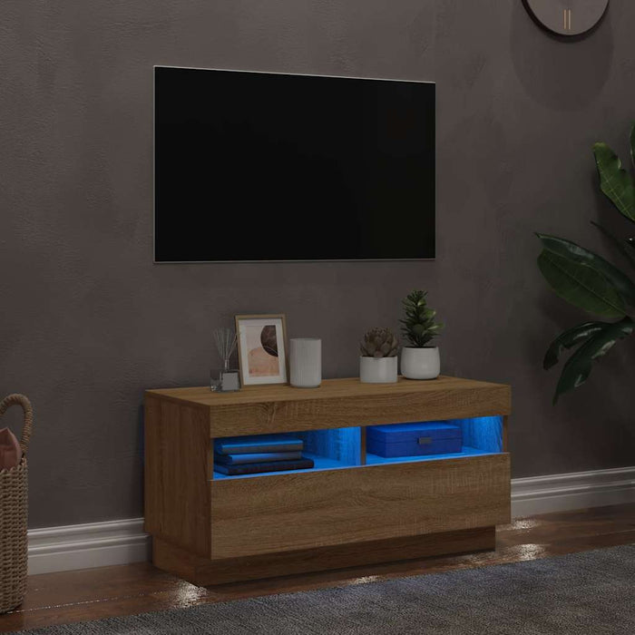 Mobile Porta TV con Luci LED Rovere Sonoma 80x35x40 cm 804448