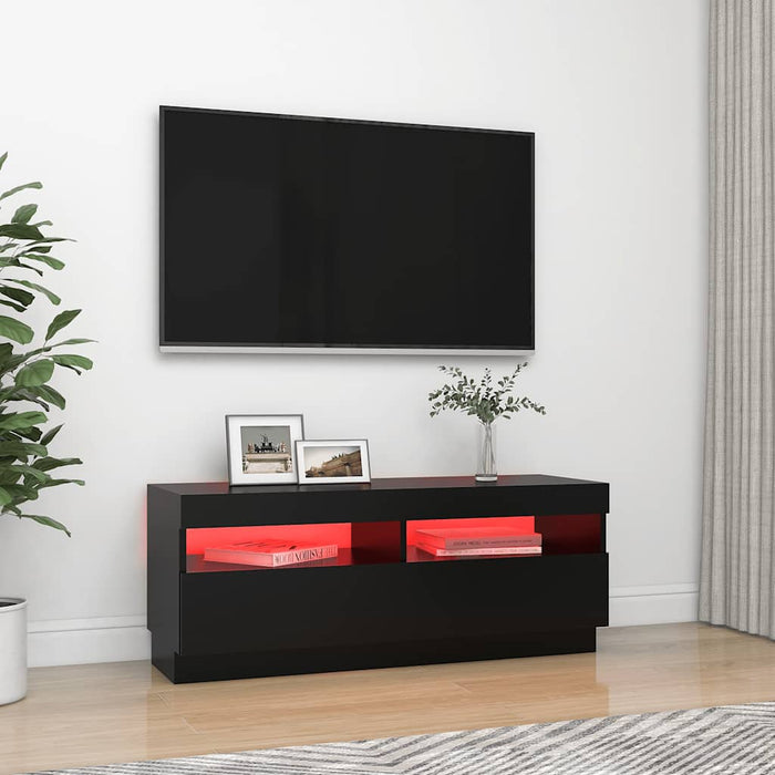 Mobile Porta TV con Luci LED-Credenza TV Nero 100x35x40 cm