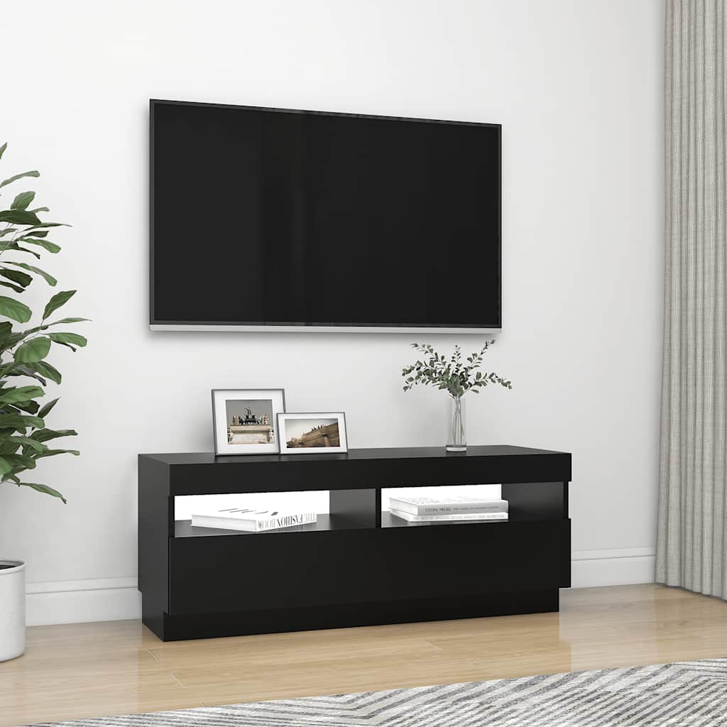 Mobile Porta TV con Luci LED-Credenza TV Nero 100x35x40 cm