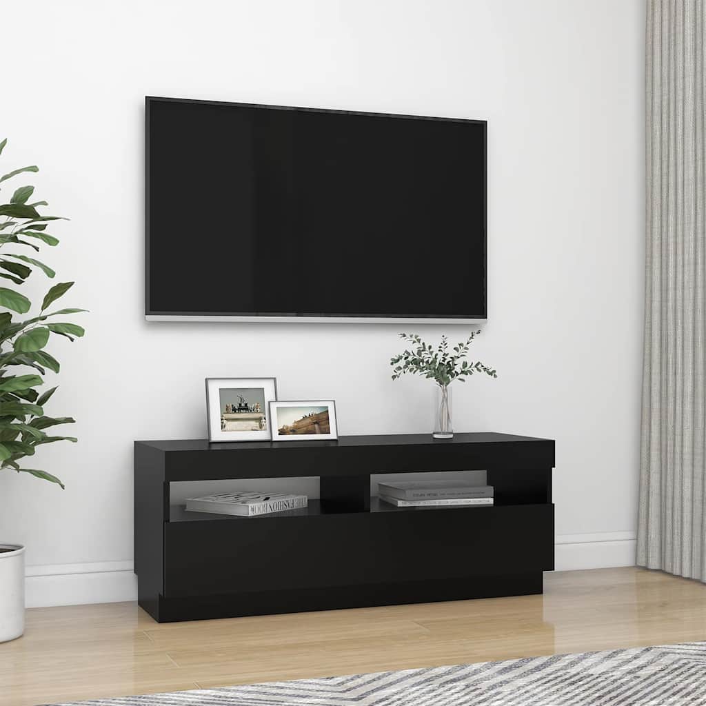 Mobile Porta TV con Luci LED-Credenza TV Nero 100x35x40 cm