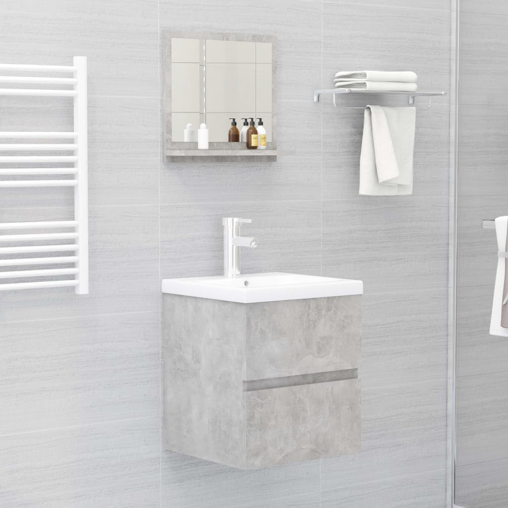 Specchio da bagno-Specchio decorativo Grigio Cemento 40x10,5x37cm Legno Multistrato