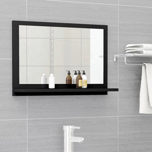 Specchio da Bagno Nero 60x10,5x37 cm in Legno Multistrato 804563