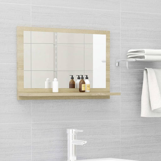 Specchio da bagno-Specchio decorativo Rovere Sonoma 60x10,5x37 cm Legno Multistrato
