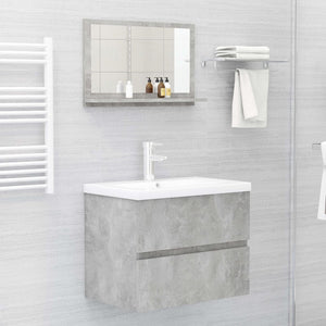 Specchio da bagno-Specchio decorativo Grigio Cemento 60x10,5x37cm Legno Multistrato