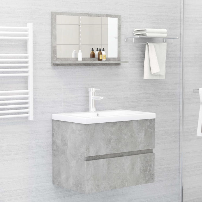 Specchio da bagno-Specchio decorativo Grigio Cemento 60x10,5x37cm Legno Multistrato