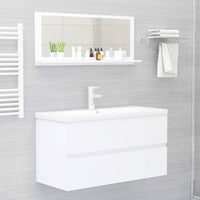 Specchio da Bagno Bianco 90x10,5x37 cm in Legno Multistrato 804580